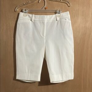 White House Black Market White Bermuda Shorts Tailored Cotton Blend